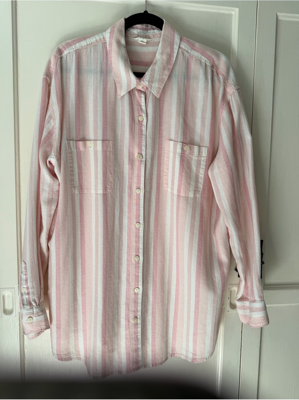 Caslon Pink and White Striped Button-Down Shirt